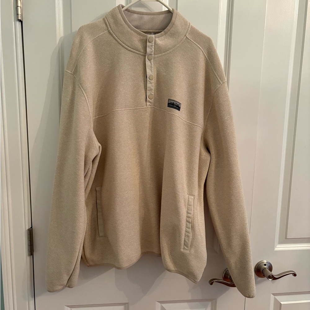 Eddie Bauer Men's Beige Cream Quarter Snap Button Crewneck Sweater